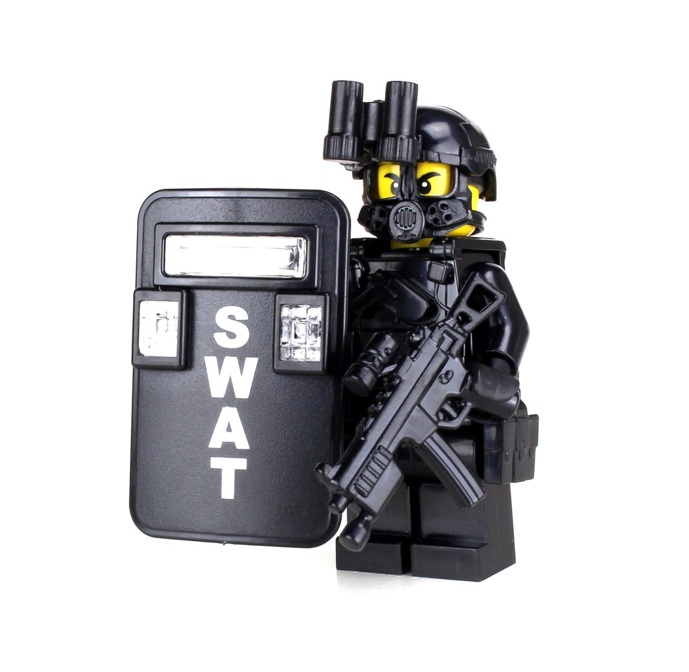 Battle Brick SWAT officer minifigure front view ideal for display and imaginative play