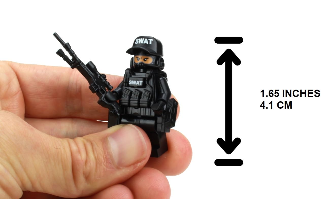 Battle Brick SWAT vest printed in USA for authentic minifig look.