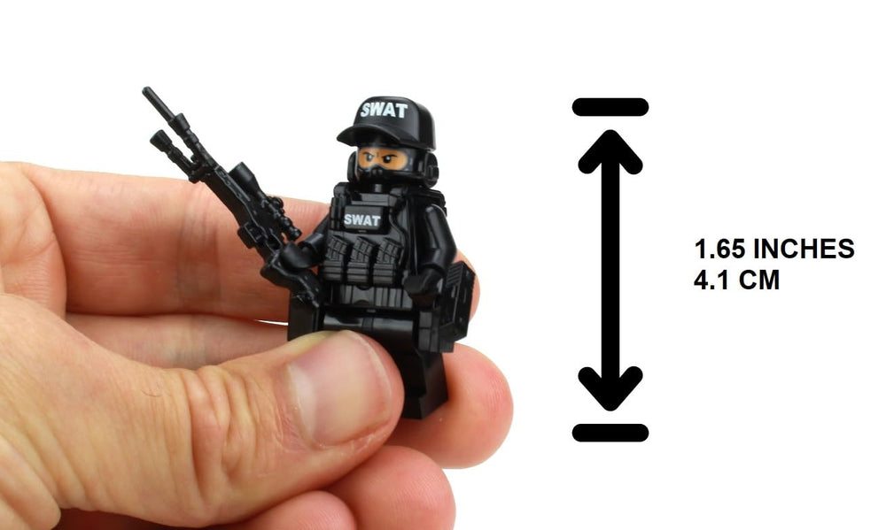 Battle Brick SWAT vest printed in USA for authentic minifig look.