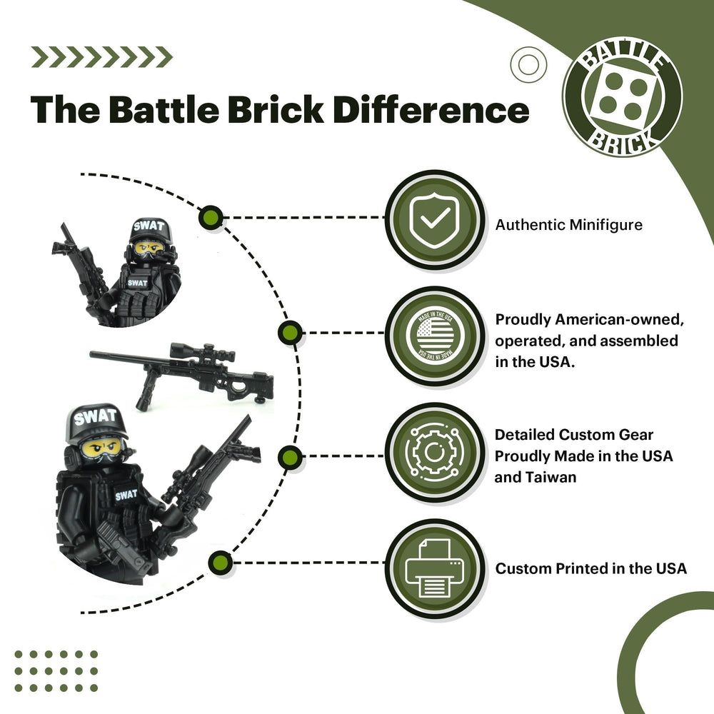 Battle Brick tactical gear pieces crafted in USA and Taiwan for realism.