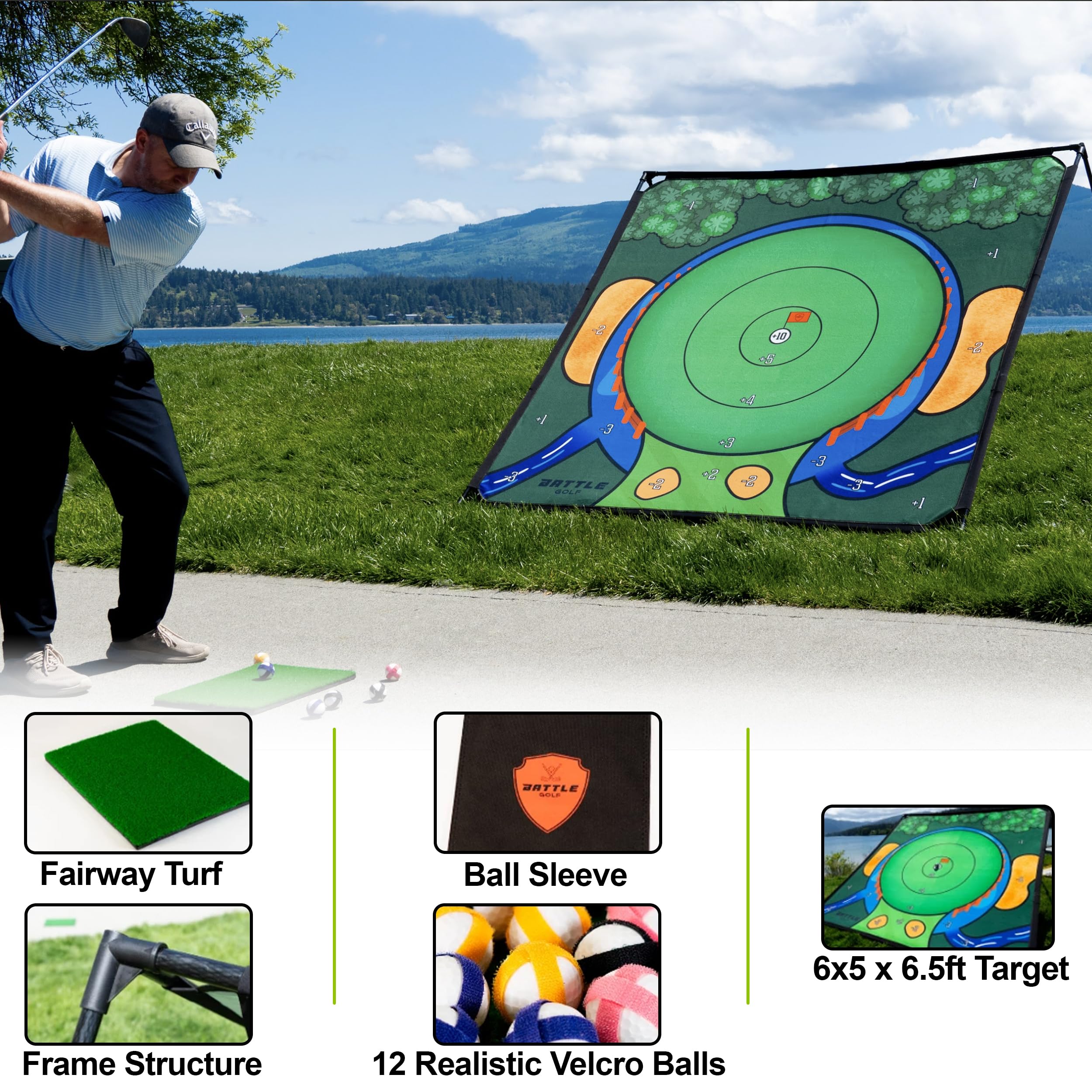 Battle Golf battle balls close-up showing realistic feel and safety.