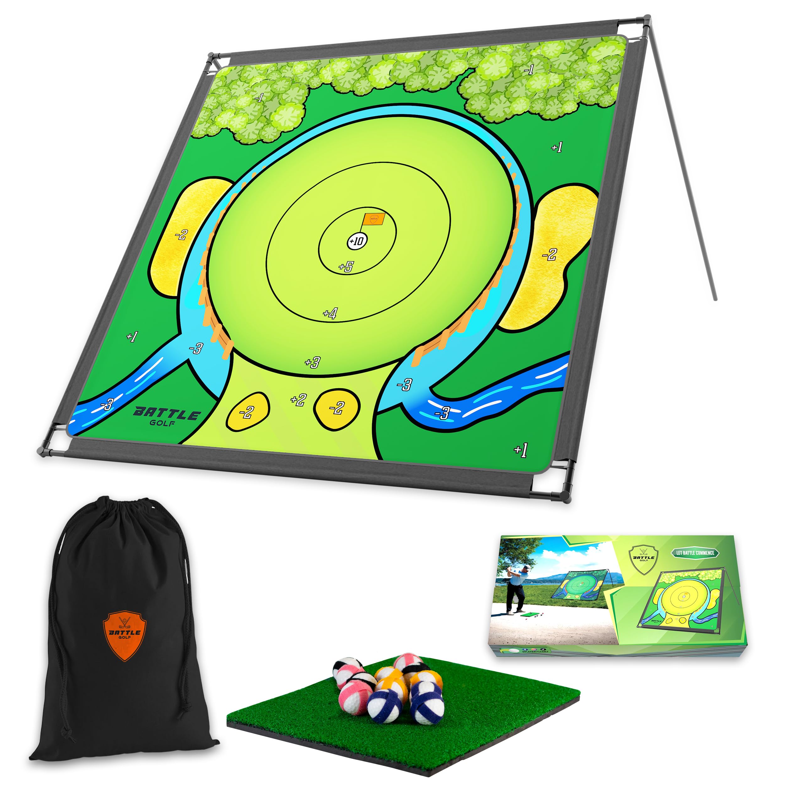 Battle Golf chipping game setup outdoors for family practice.