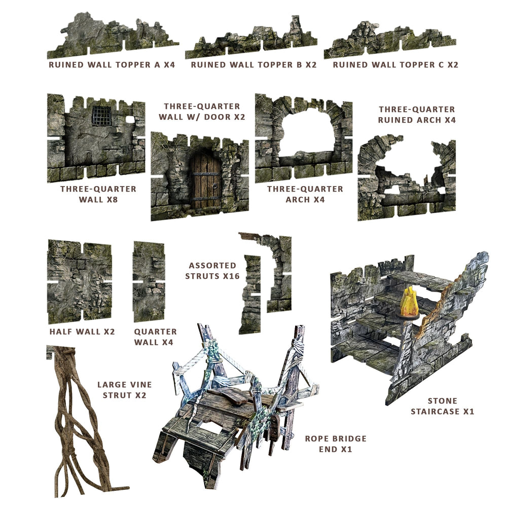Battle Systems Dungeon Terrain Core Set castle ruin diorama enhances RPG realism.