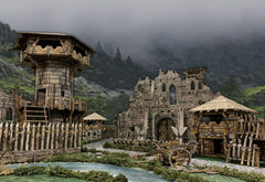 Battle Systems Fantasy Terrain Battlefield Core Set modular buildings allow versatile layouts for varied missions.