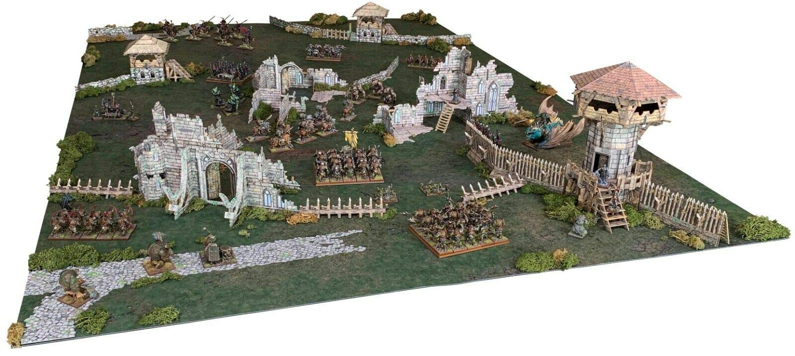 Battle Systems Fantasy Terrain Battlefield Core Set removable roofs enable quick access to interiors during play.