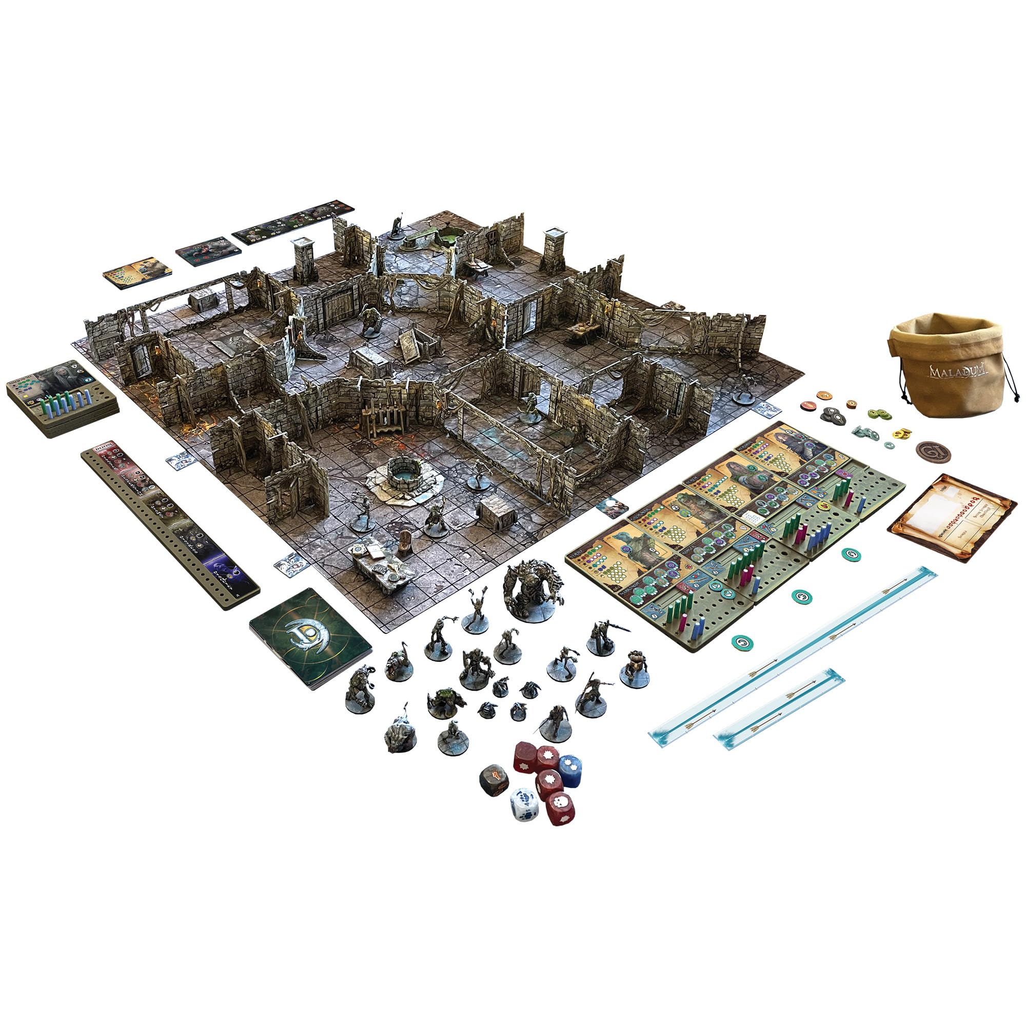 Battle Systems Maladum terrain tiles close-up shows modular 3D scenery for flexible layouts.