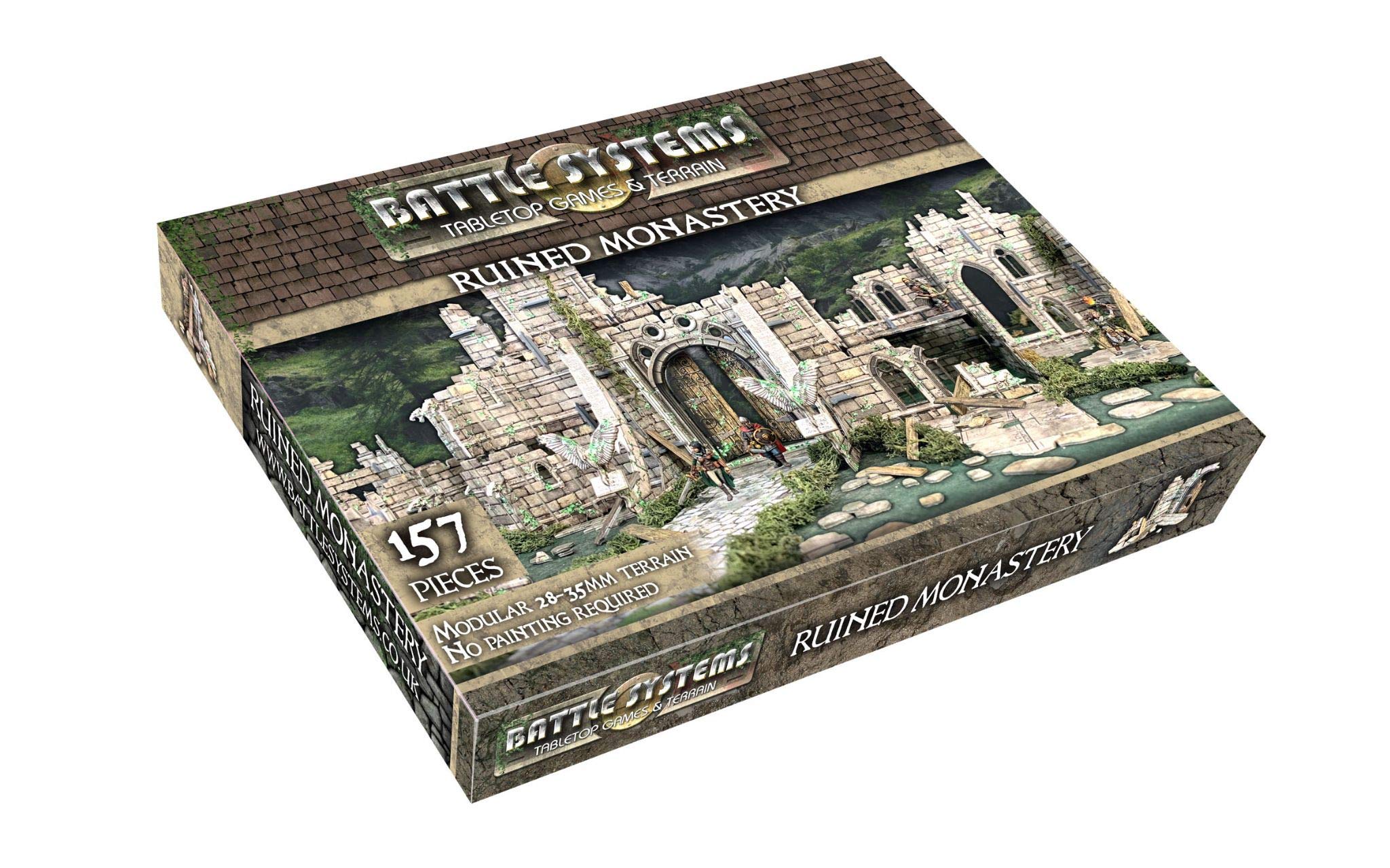 Battle Systems ruined monastery front view, ideal backdrop for in-game encounters.