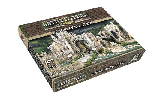Battle Systems ruined monastery front view, ideal backdrop for in-game encounters.