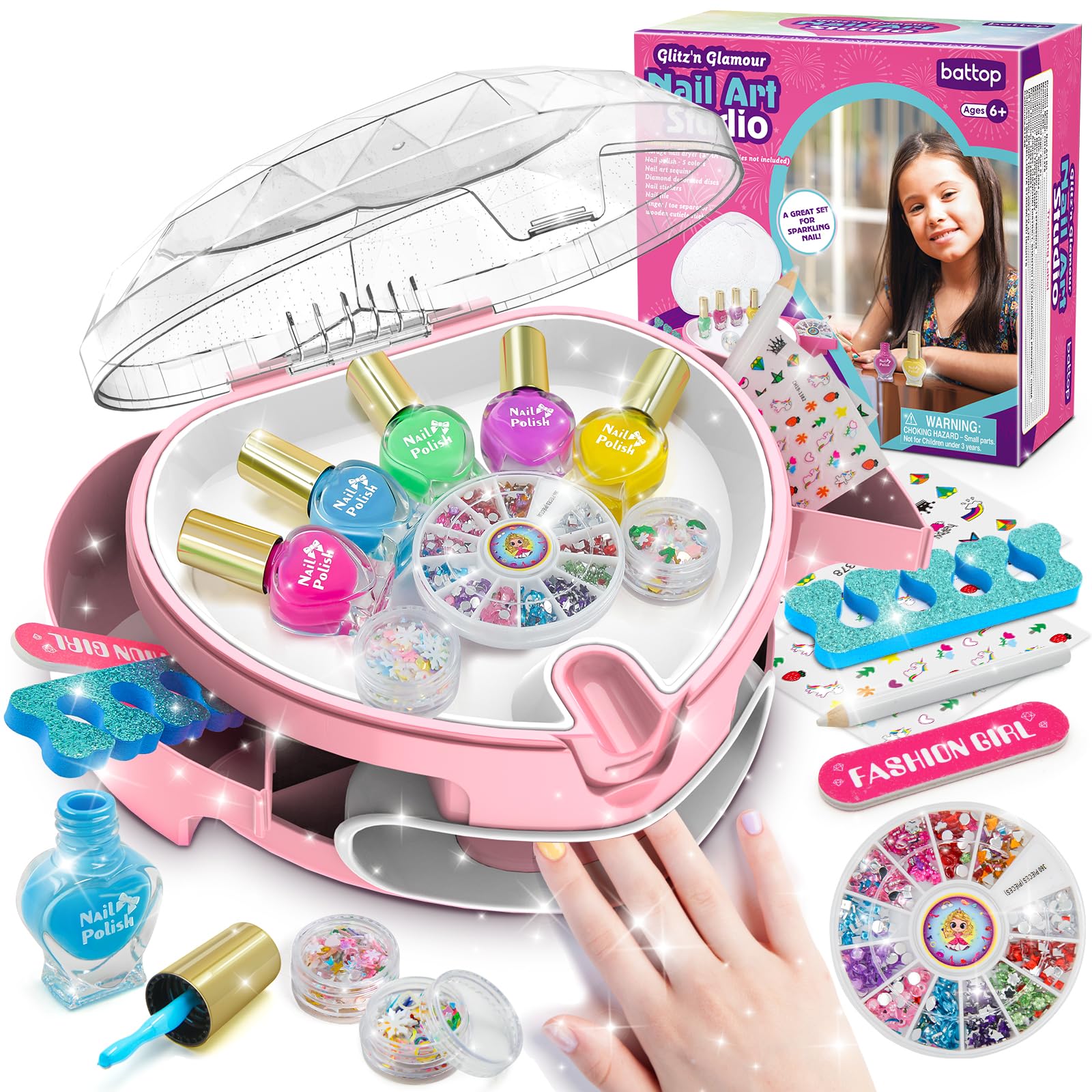 BATTOP gift-ready nail art set for kids' dress-up and parties.