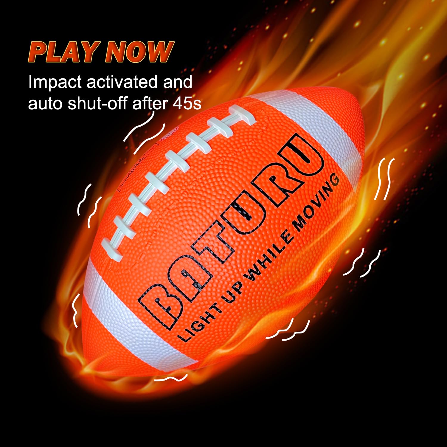 BATURU Glow-Dark Football in hand ready for backyard night play.