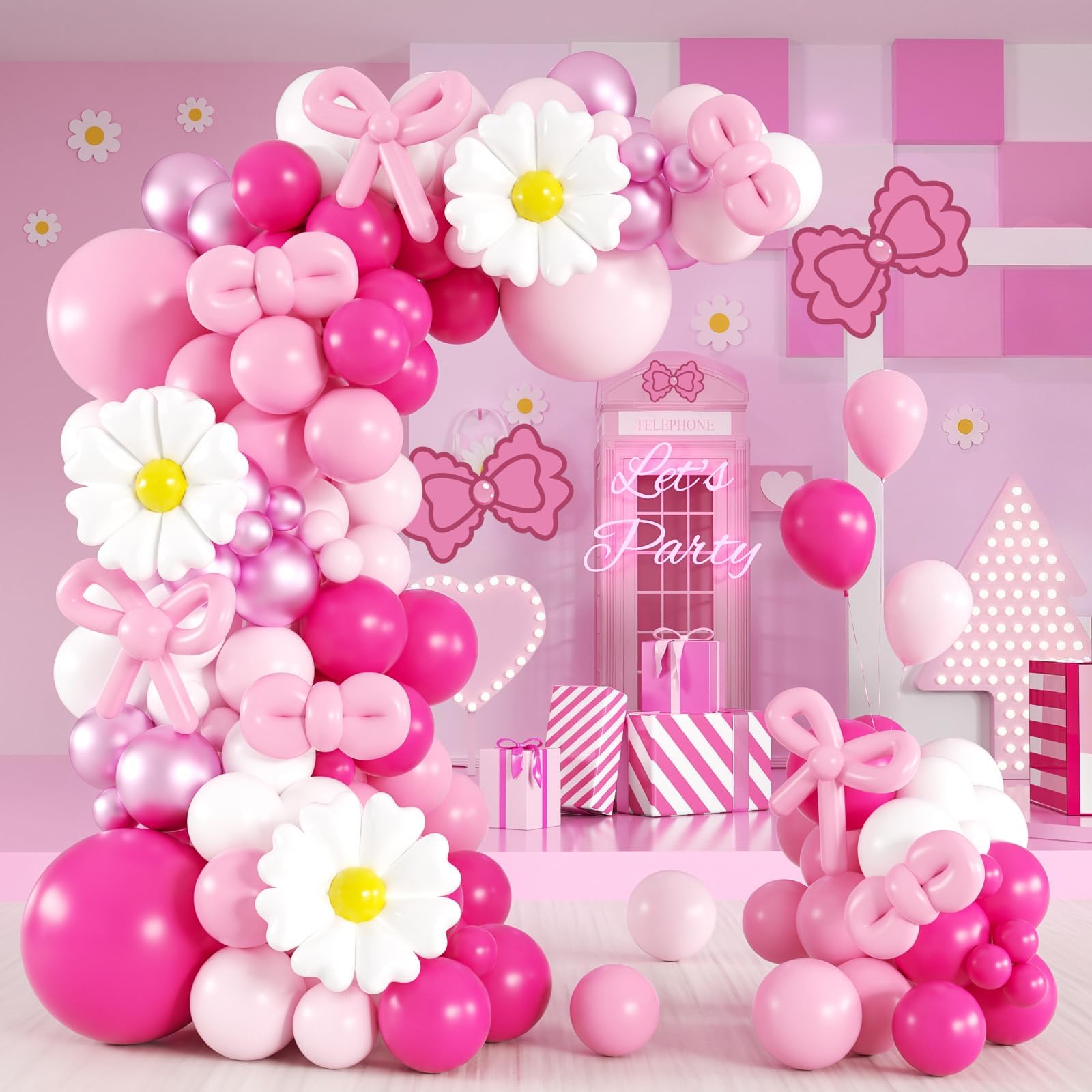 BAUANOOY 139pcs pink cat balloon arch kit creates a festive backdrop