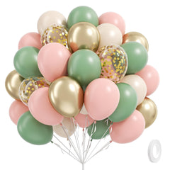 BAUANOOY 60pcs pink and green balloons for vibrant party décor and easy arches