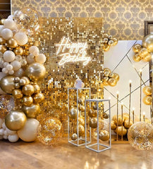 BAUANOOY gold balloon decor ideas for themed parties.