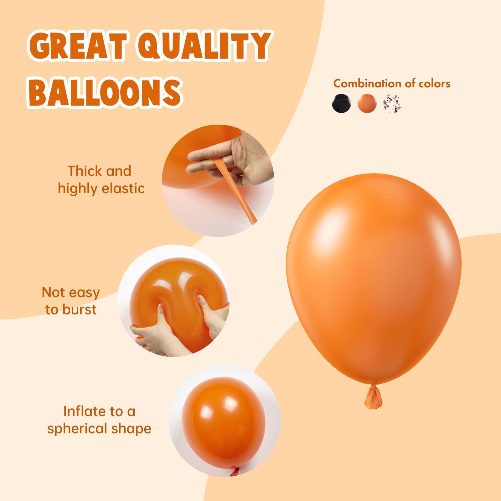 bauanooy orange-black confetti balloons 12inch, festive sparkle and arch-ready