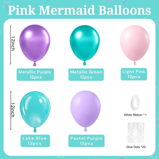 BAUANOOY mermaid balloons close-up metallic finish adds sparkle for photos