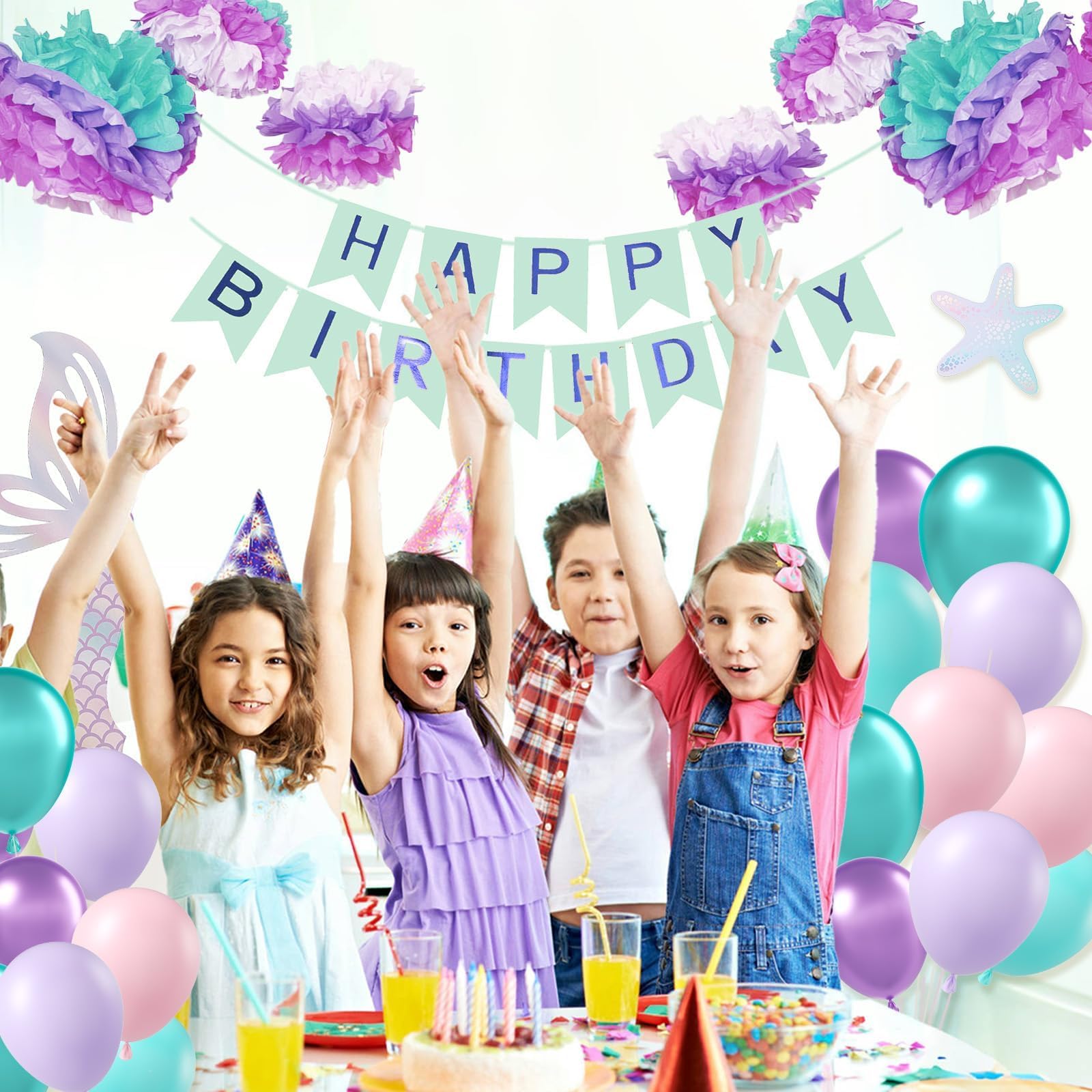 BAUANOOY mermaid party setup creates an underwater themed celebration