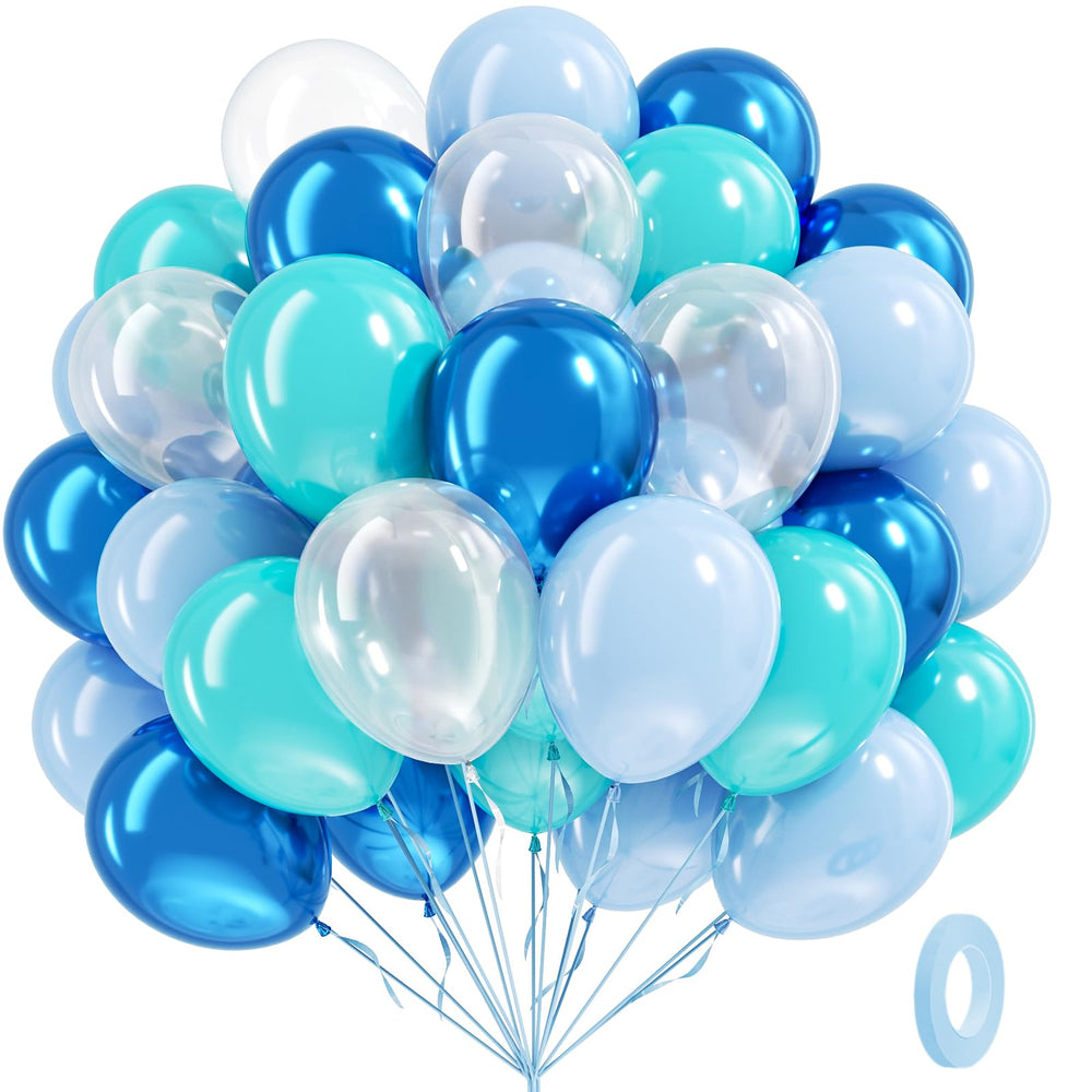 BAUANOOY Ocean Balloons 12in pack enhances under-the-sea decor with bright colors.