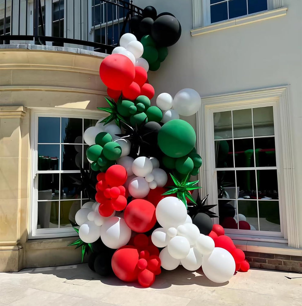 BAUANOOY party decor with red balloons setup