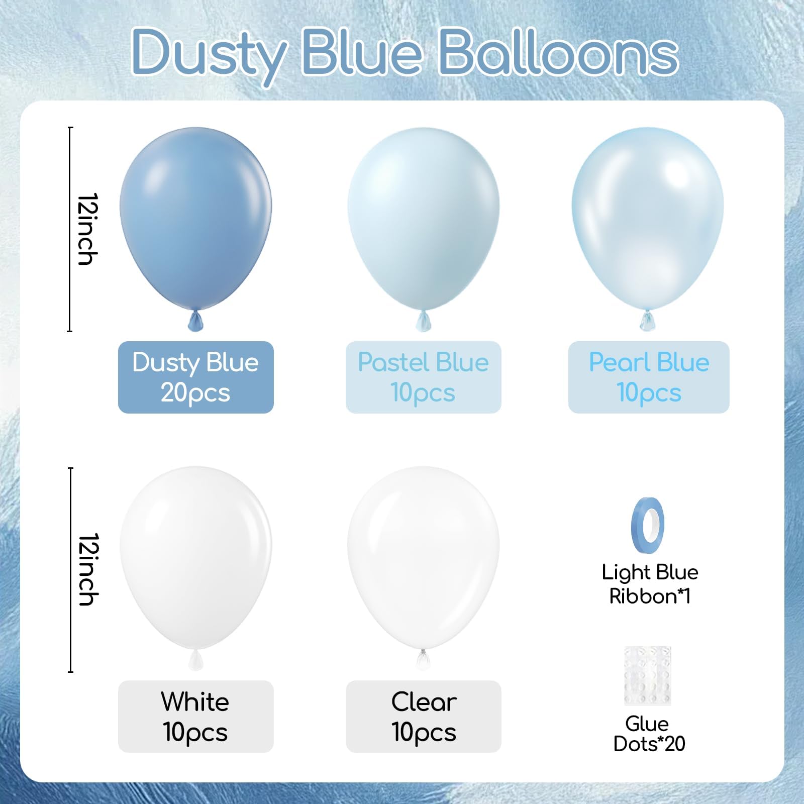 BAUANOOY pastel blue balloons 12-inch set for bright birthday party accents