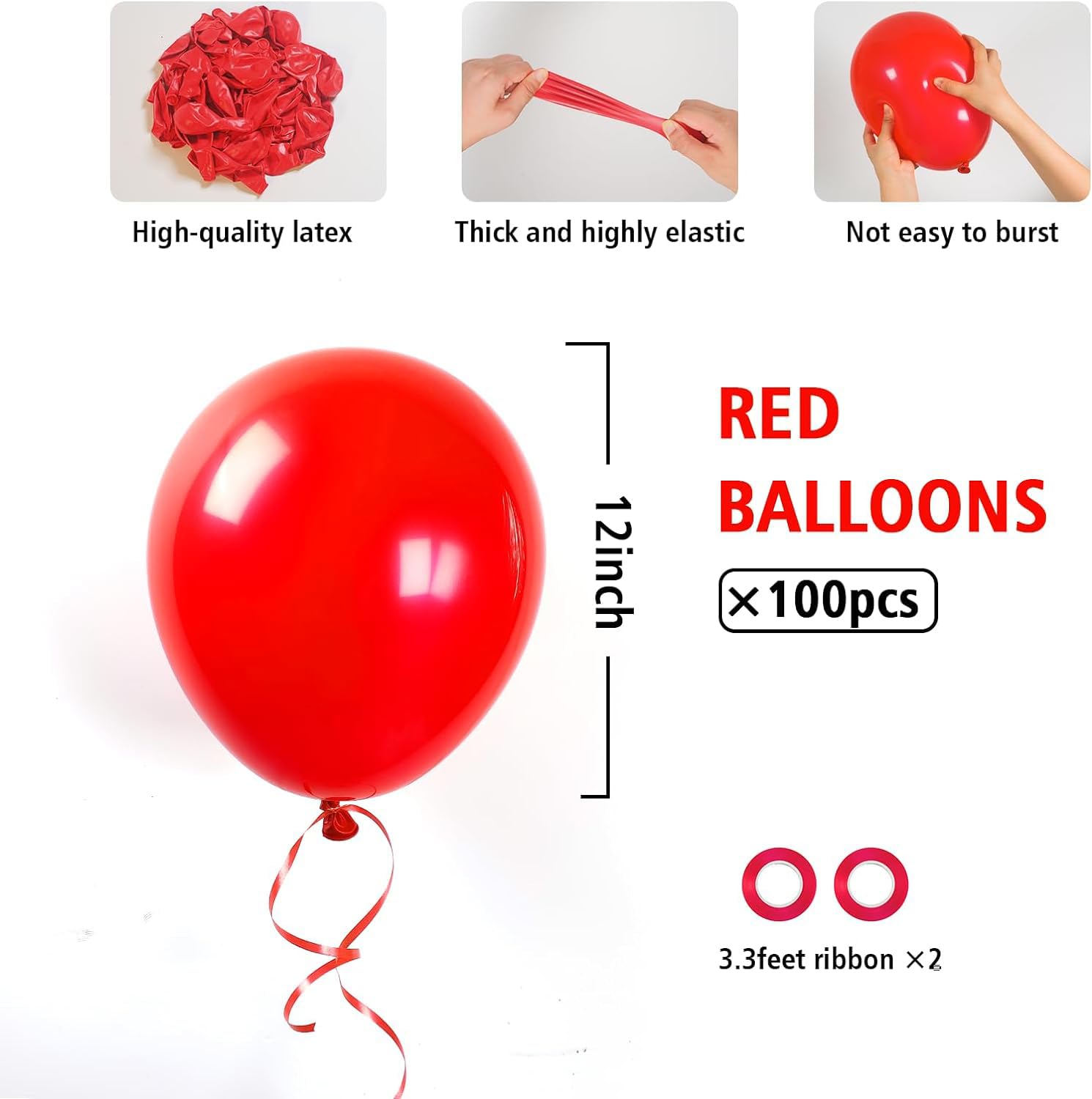 BAUANOOY red balloons ribbon close-up for elegant decor