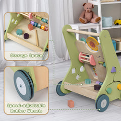 Bautia wooden walker flip board offers tactile exploration for curious babies.