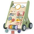 Bautia wooden baby walker panel encourages coordination through engaging activities.