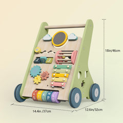 Bautia wooden walker with silent wheels protects floors during early steps.