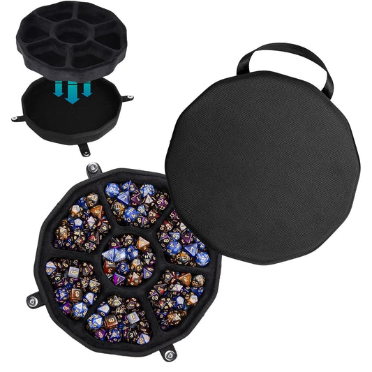 Baval DND dice storage case with closed lid protecting dice during travel