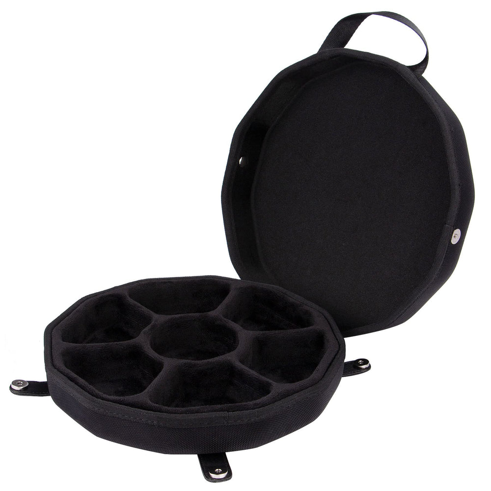 Baval DND case with tray open for quick access to polyhedral dice