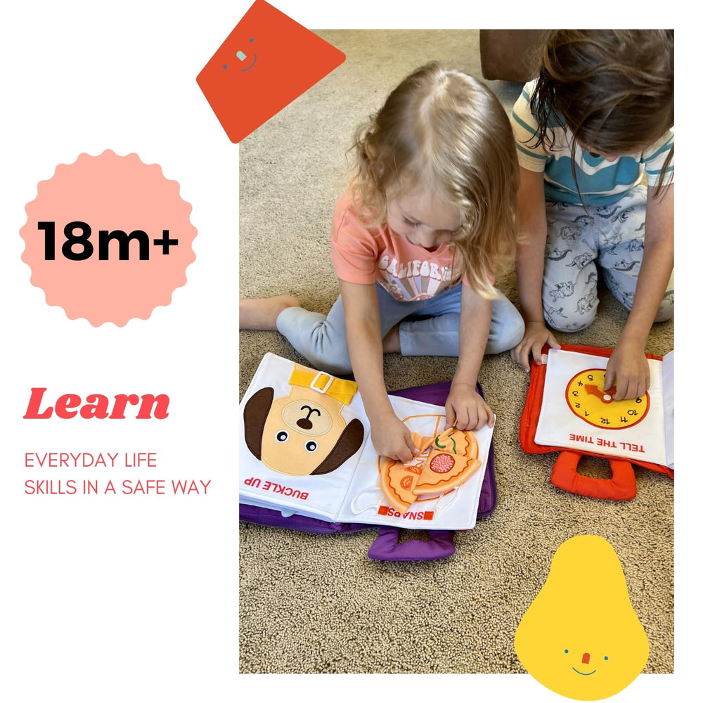 Snap and tie tasks on BAVY My Quiet Book for little hands