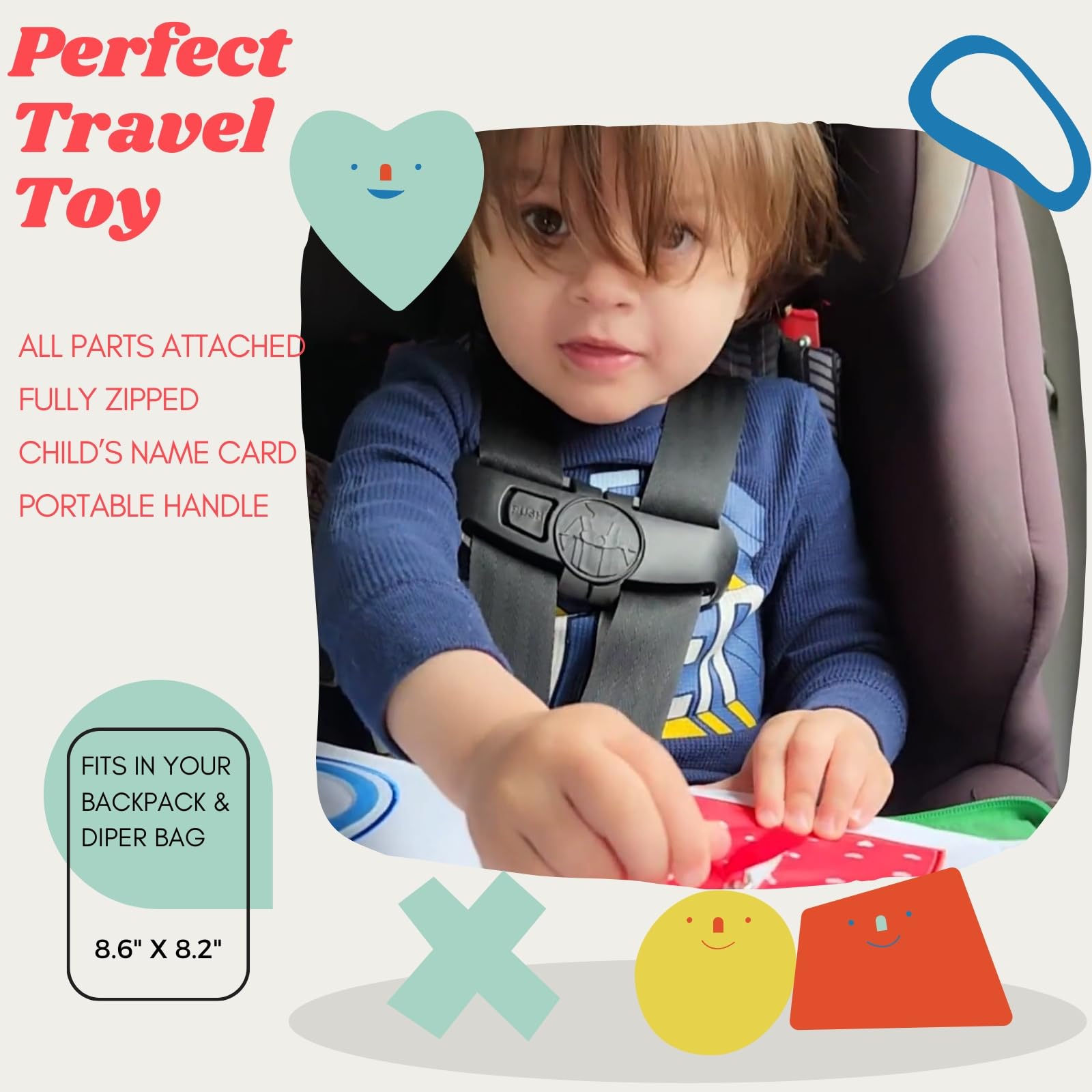 Tethered activities on BAVY My Quiet Book for safe toddler exploration