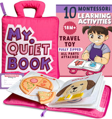 BAVY Quiet Book cover with tethered activities for calm travel entertainment.