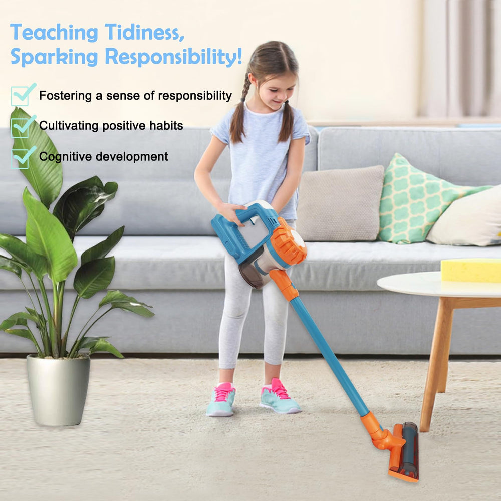 Baymi Kids Vacuum demonstrates safe, hands-on responsibilities through family cleaning play.