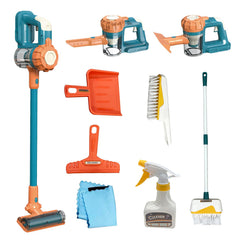 Baymi Kids Vacuum with 9-piece accessories for realistic pretend cleaning sessions.