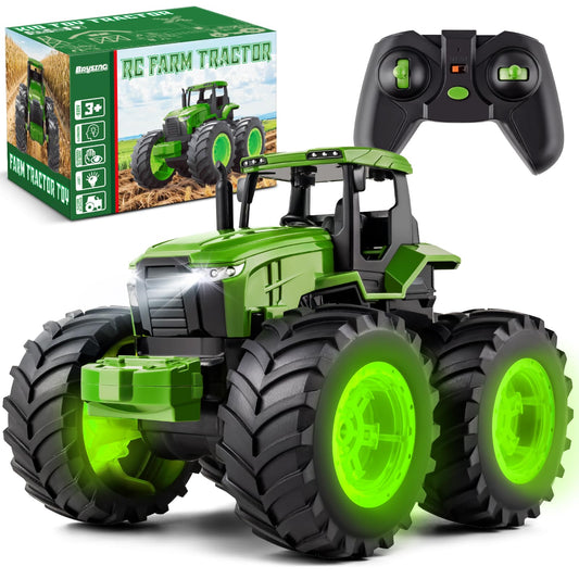 BAYSING remote-control tractor toy with 360-degree rotation fuels imaginative farm play.
