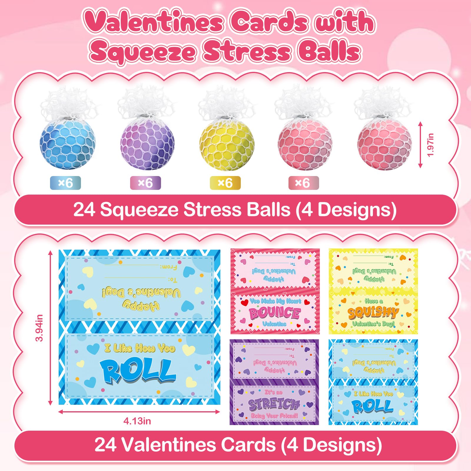 BAYSING Valentines cards 24-piece set with playful messages for kids' exchanges.