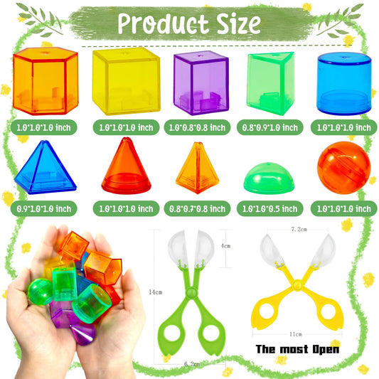 Bbiamsleep 76-piece green geometric solids for sorting and color recognition