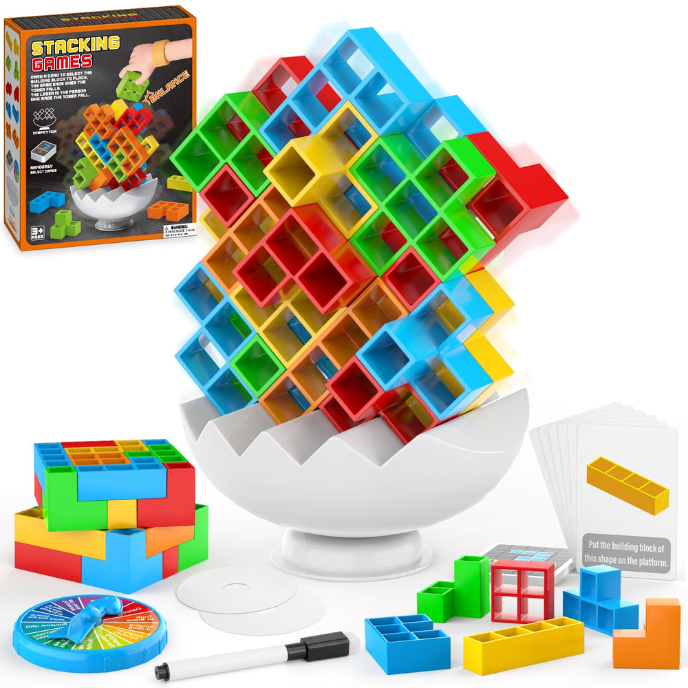 BBnote 70PCS Stack Game base setup for balanced family play