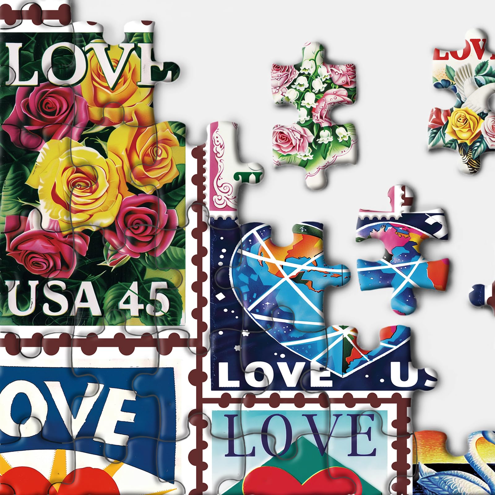 BBOLDIN 1000-piece jigsaw puzzle pieces spread for immersive, colorful crafting sessions.