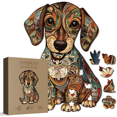 BBOLDIN Colorful Dog Puzzle 200 Pieces shown as a vibrant wooden jigsaw for adults.