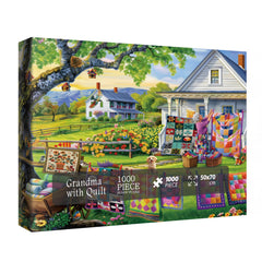 BBOLDIN Colorful Quilts Puzzle 1000-piece box for focused, relaxing puzzling.