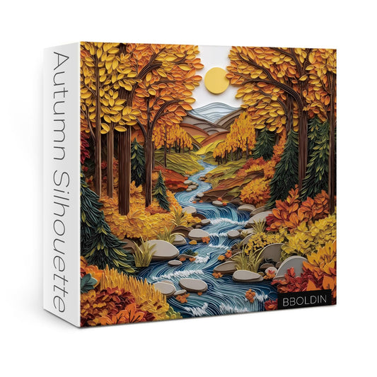 BBOLDIN Fall landscape puzzle box with poster for 1000-piece assembly.