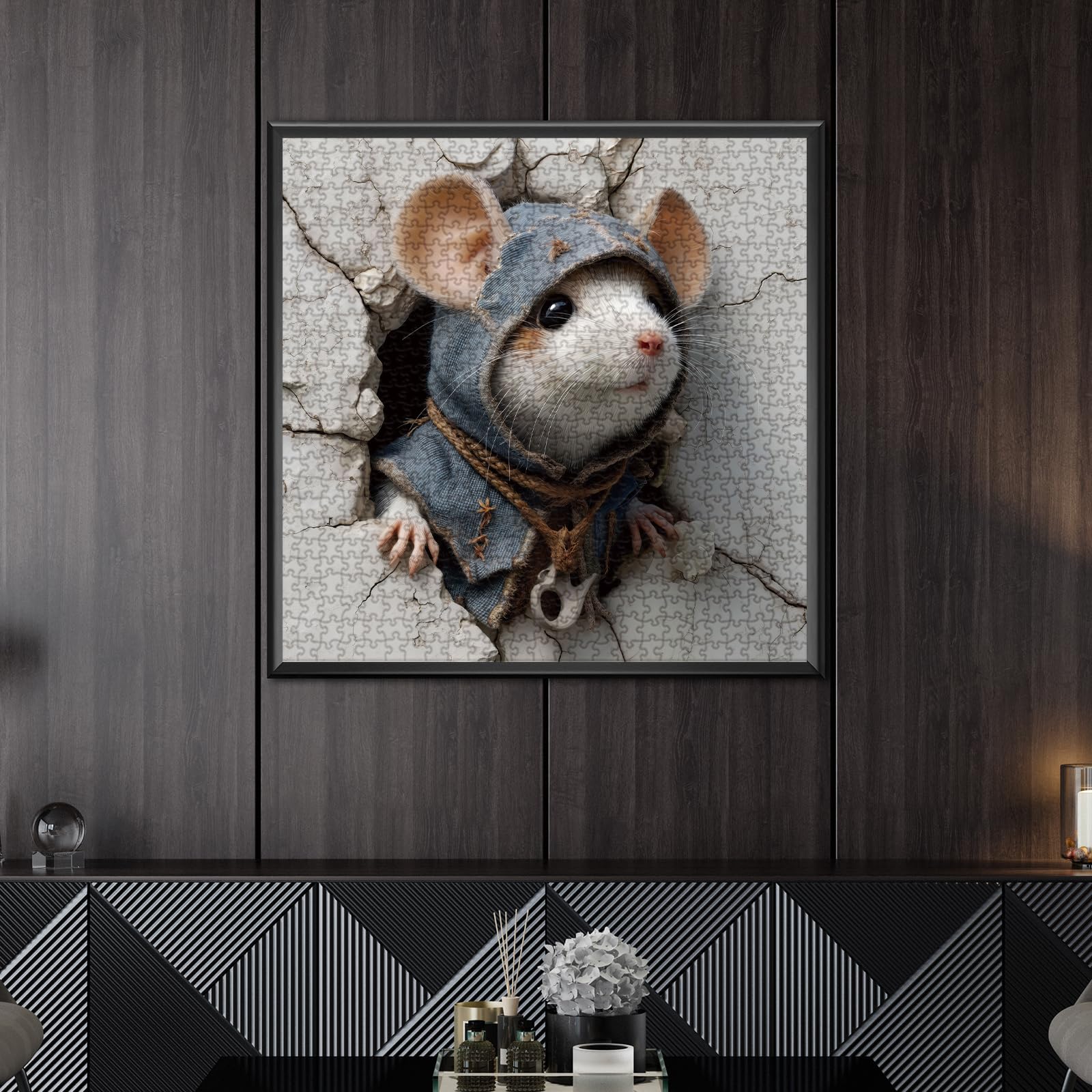 BBOLDIN Finished Mouse Puzzle on wall brightens spaces with whimsy.