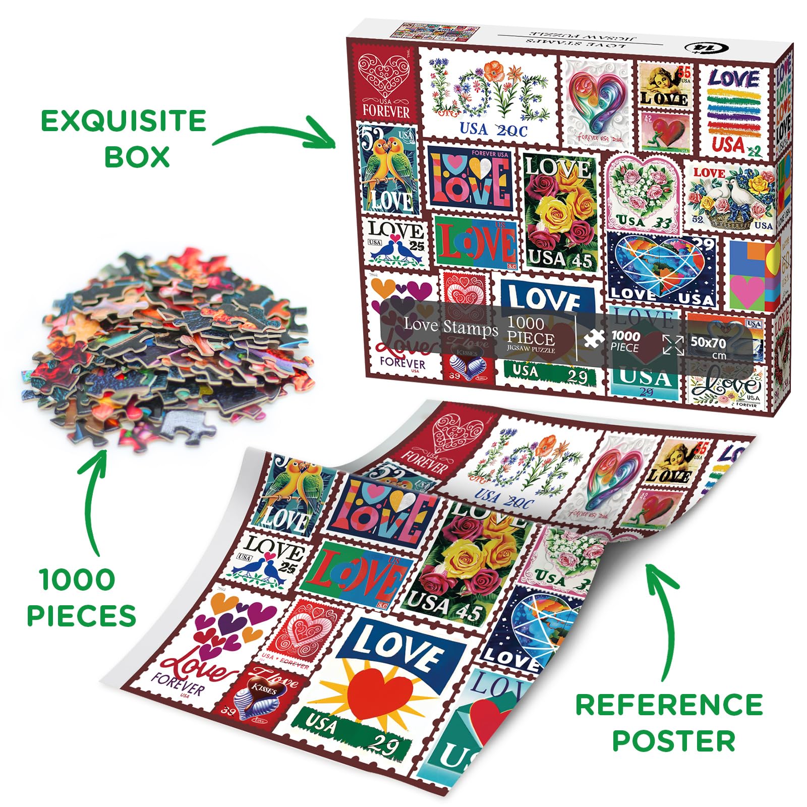 BBOLDIN Heart stamps collage artwork captures warmth and connection in a bright romantic design.
