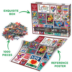 BBOLDIN Heart stamps collage artwork captures warmth and connection in a bright romantic design.