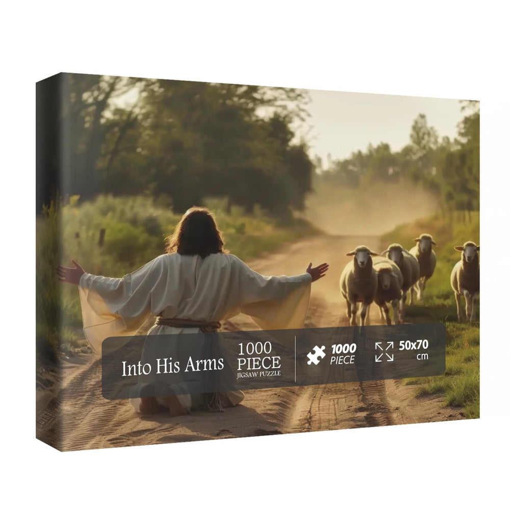 BBOLDIN Jesus Sheep puzzle box and poster for a calm, organized setup.