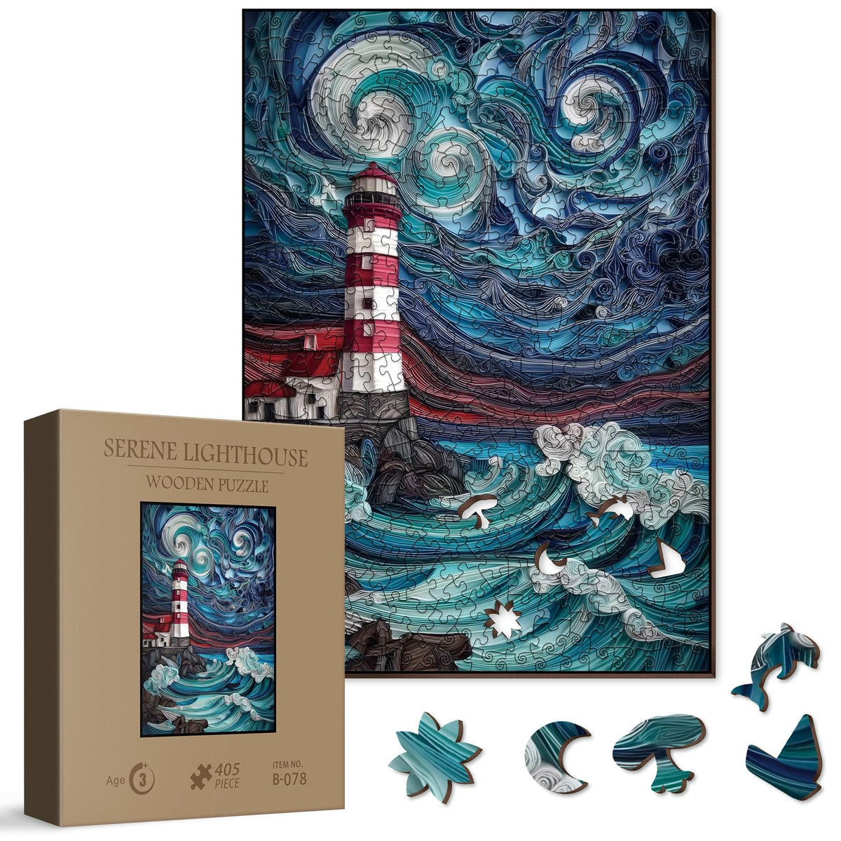 BBOLDIN Lighthouse puzzle 405 pieces with crisp details for mindful recreation.