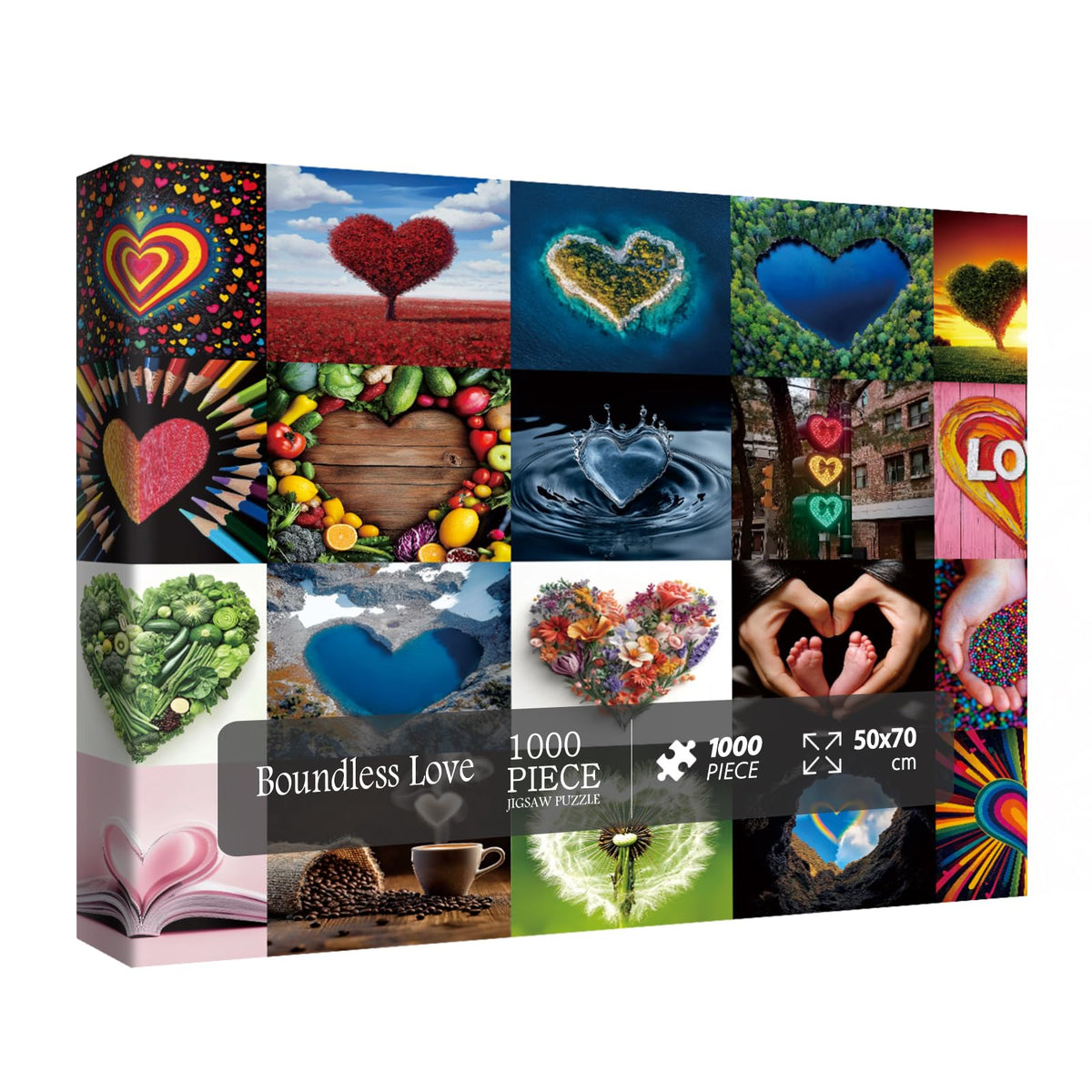 BBOLDIN Love Heart Puzzles box and poster for easy setup and gifting.