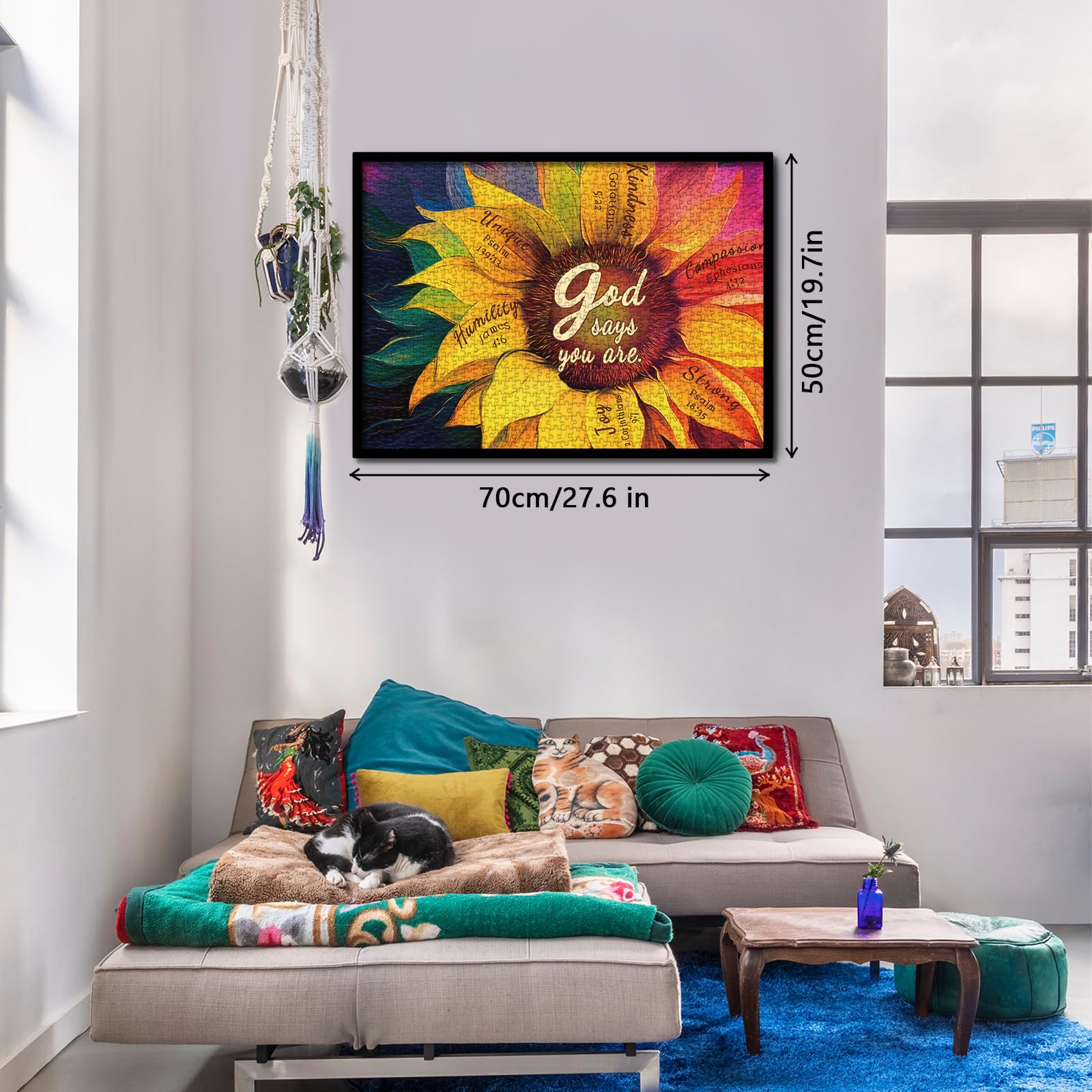 BBOLDIN Rainbow Sunflower Puzzle back-labels aid organization and piece tracking
