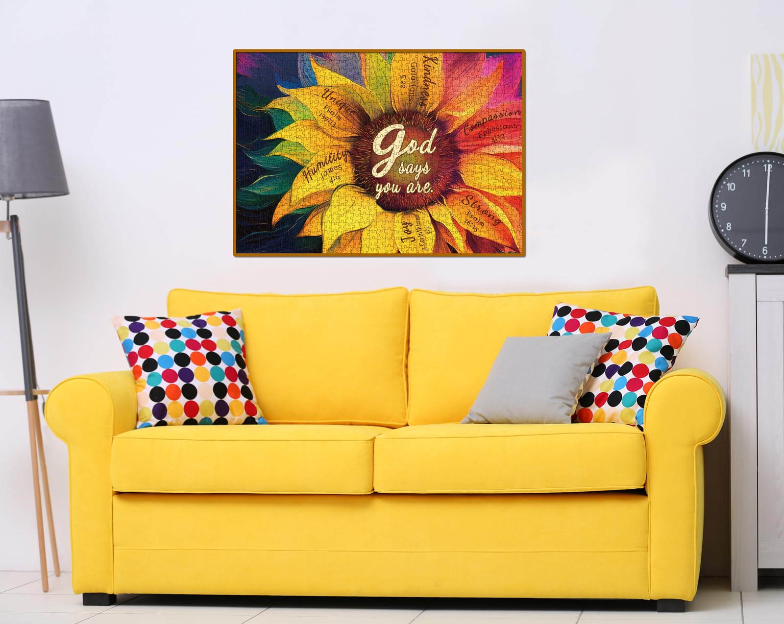 BBOLDIN Rainbow Sunflower Puzzle completed image reveals vibrant sunflower scenery